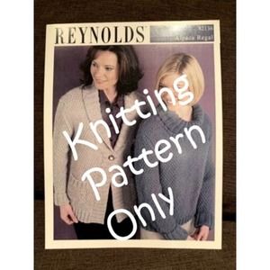 New Reynolds Yarn Alpaca Regal 82136 Textured Cardigan Pullover Knitting Pattern